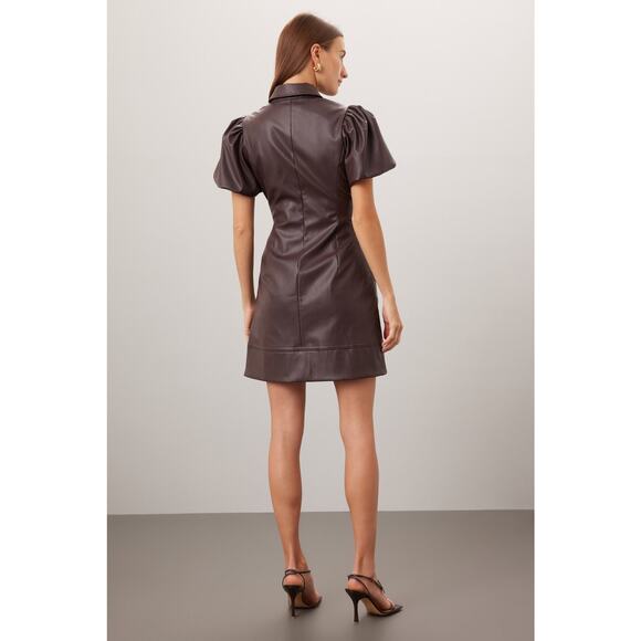TOCCIN X RTR Puff Sleeve Faux Leather Dress - Picture 3 of 8